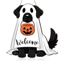 Halloween Ghost Dog Wreath Door Sign - Welcome Halloween Decoration