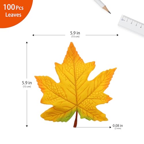Artificial Maple Leaves Bulk - Large-Leaf Yellow 15 pcs for Fall Decor & Crafts