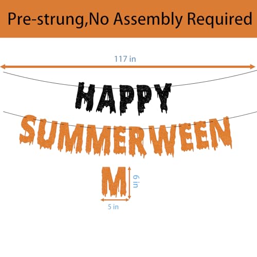 Pre-Strung Summerween Banner - Glitter Halloween & Summer Party Decorations