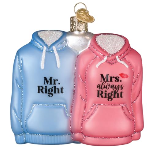 Glass Blown Christmas Ornament for Couples - Mr. & Mrs. Hoodies Handcrafted Holiday Decor