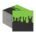 Ghost Theme Paper Napkins 100-Pack - Green & Black Halloween Party Supplies