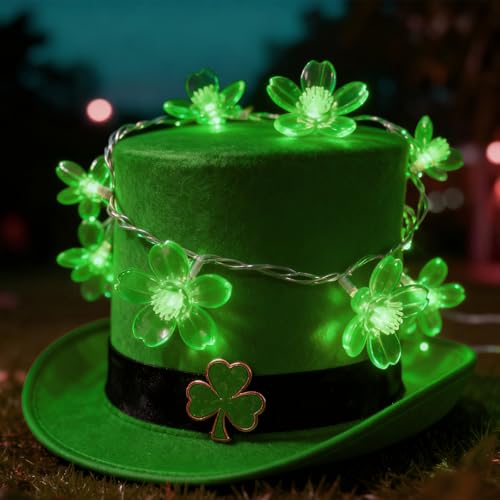 Green Flower String Lights 10ft 30 LEDs USB & Battery Operated for Holiday Decor