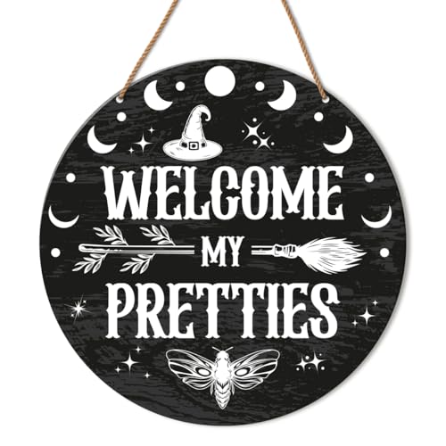 Halloween Wooden Front Door Sign H10 Witch Welcome Decor Gothic House Entryway