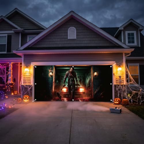 Killer Halloween Garage Door Cover - 7x16 FT Horror Decor, Variation of THIS Listing