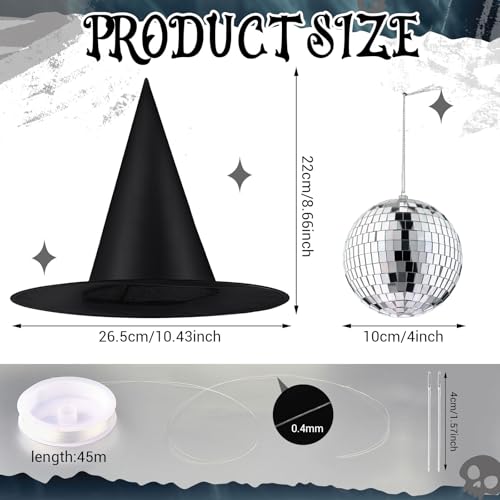 Halloween Disco Decorations Set - Hanging Witch & Disco Ball Party Decor