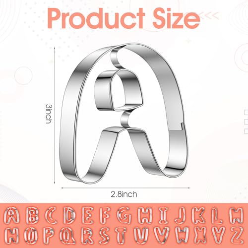 Alphabet Cookie Cutter Set - 26 Stainless Steel Letter Mold for Baking & Crafts