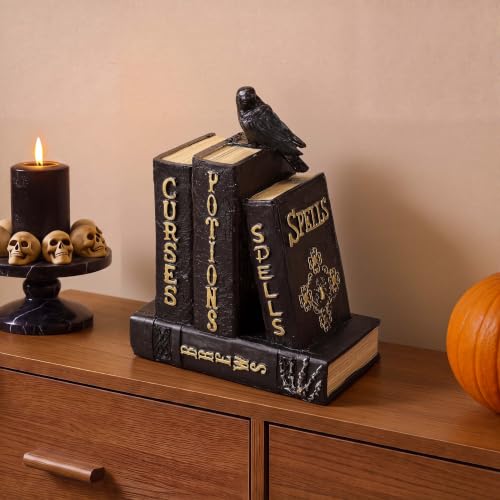 Halloween Spell Book Decor with Black Raven Style - Mantel & Book Decor