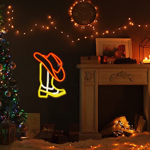 Horseneon Cowboy Neon Sign with Cowboy Hat & Boots - Western Wall Decor