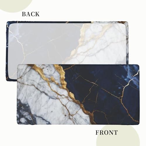 Black and White Marble Texture Tablecloth - 50 x 25 Inches Rectangular with Elastic Edge, Washable Kitchen Dining Cover - Fiokroo