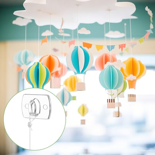 Clear Light Clips with Adhesive Strips and Nylon String for Wedding & Party Decorations