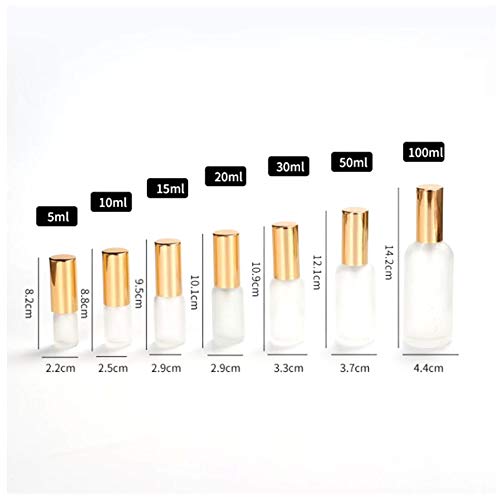 6 Pack 1 Oz Frosted Glass Spray Bottles with Fine Mist Sprayer & Golden Pump Cap,Empty Travel Size Perfume Atomizer Liquid Containers for Essential Oils-Stickers,Pipette&Funnel included (Pack of 6)