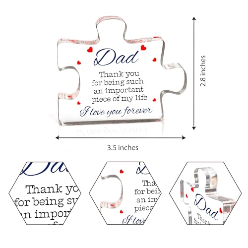 Personalized Dad Puzzle Keepsake Gift - Acrylic Heartfelt Dad Appreciation Gift for Father's Day or Birthday