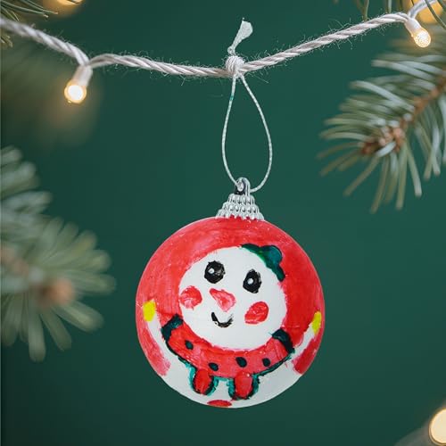 DIY Foam Ornament Kit with Paints & Brushes - 20 White Craft Balls for Holiday Decorations