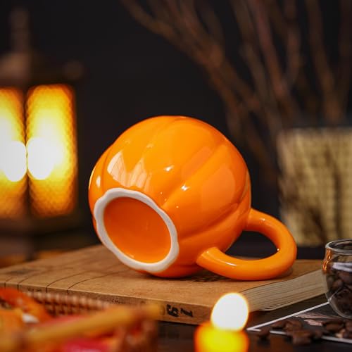 17oz Pumpkin Mug Large Ceramic Coffee Cup with Handle - Fall Halloween Decor & Gift - Pumpkin Mug Variation