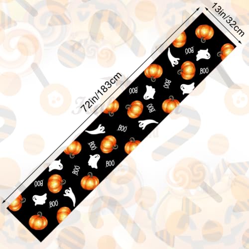 Halloween Ghost Table Runner 13x72 Inch - Boo Pumpkin Party Decor