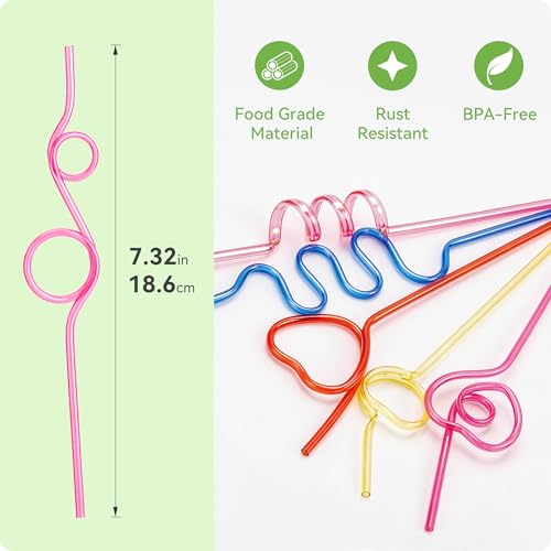 Pink Spiral Reusable Crazy Drinking Straws - 12 Pack Party Supplies