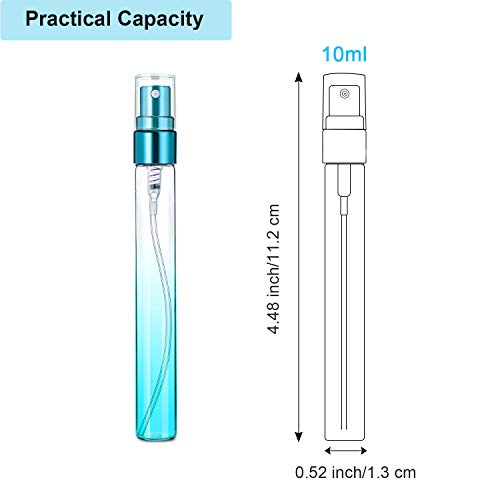 Skiennix Mini Travel Perfume Spray Bottles - 10ml Colorful Glass Atomizers | Refillable Fine Mist Sprayers - 6 Gradient Colors