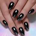 Press On Nails Square Fake Nails Black Silver Chrome - Variation of Black 08-22, 24 Pcs
