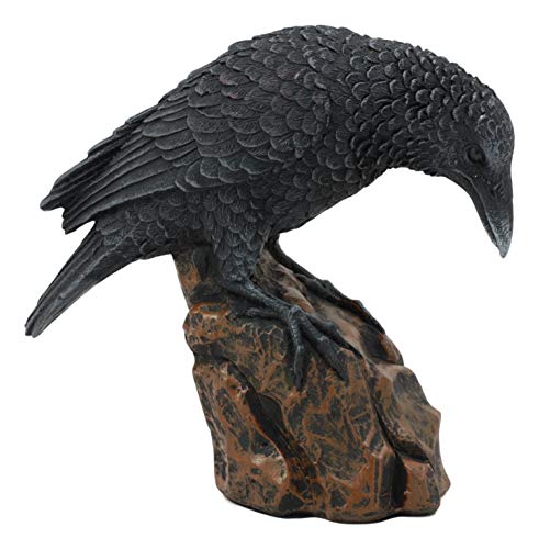 Gothic Raven Sculpture Figurine - Edgar Poe Inspired Bird Decor, 5 Inch