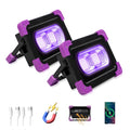 Solar Rechargeable Black Light 2 Pack - UV LED Flood Lights for Party & Decor