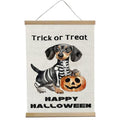 Halloween Trick or Treat Dachshund and Pumpkin Yard Sign - Vintage Wall Art Prints 12x16