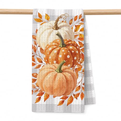 Fall Maple Leaves Decor Pumpkin Kitchen Towel - Autumn Home Accent