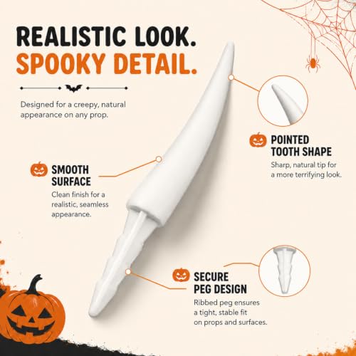 36-Piece Halloween Pumpkin Teeth for Jack-o'-Lantern Carving - White, Reusable