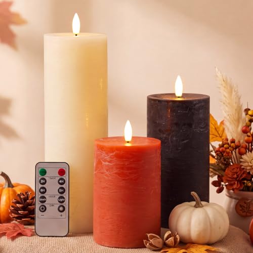 Thanksgiving Flameless LED Candles Set - Fall Autumn Autumn Decor, 3 Sizes