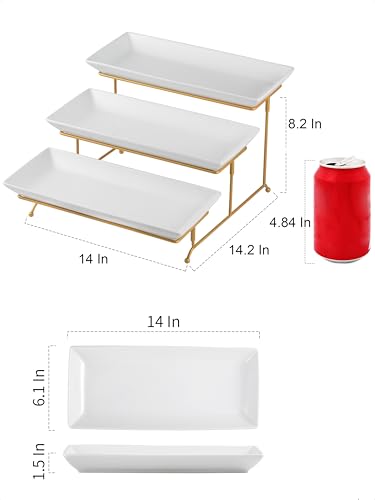 14 In Gold 3-Tier Serving Tray with Adjustable Stand for Parties & Events
