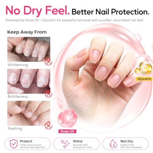 Morovan Rose Scent Acetone Nail Polish Remover - Gel & Regular Polish, 6.34 Fl Oz