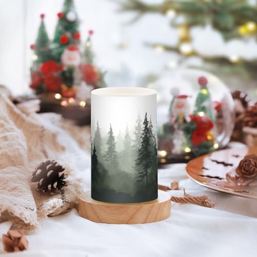 Pine Trees Flameless Candles with Remote Control Set - Battery Operated Home Decor