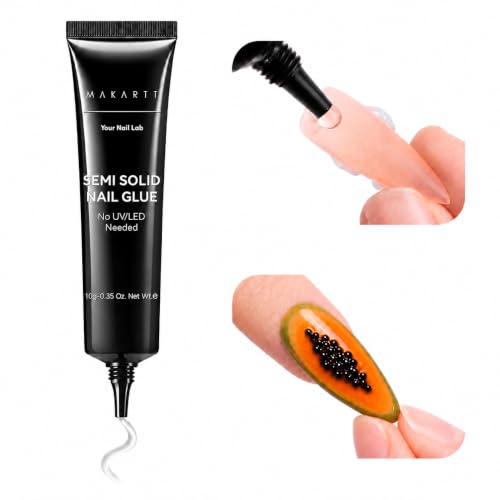 Makartt Press On Nail Glue 10ML Semi Solid Air Dry No Mess, Hema-Free - 0.34 Fl Oz Pack of 1