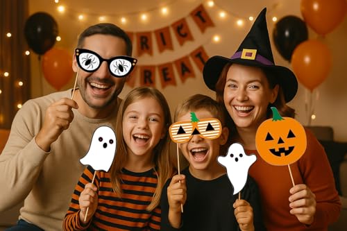 22PCS Halloween Photo Booth Props Set Spooky & Fun Party Decorations