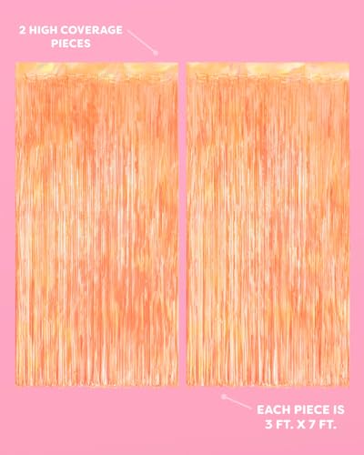 Orange Fringe Curtain 2 Pack - Sunset Party Backdrop for Celebrations