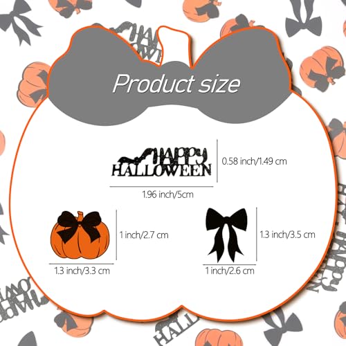 Halloween Confetti - 200Pcs Black Bows Pumpkin & Happy Halloween Decorations