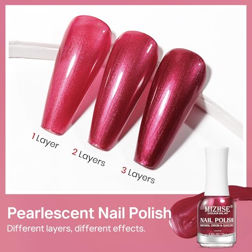 Pearlescent Red Nail Polish - Quick Dry, High Shine, 15ml - Variation: Pearl Red