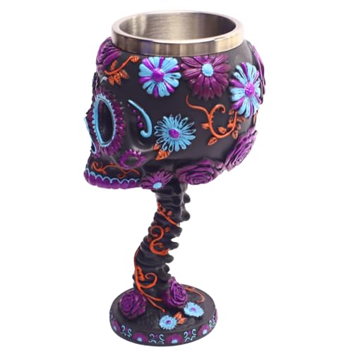 Purple Gothic Skeletal Skull Wine Goblet - Halloween Horror Party Drinkware