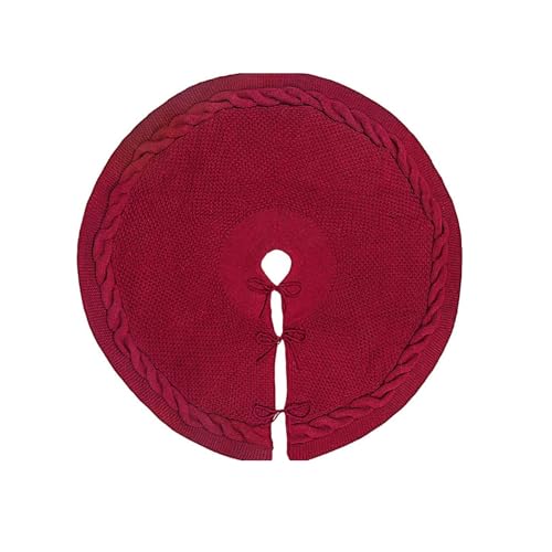 36 Inch Dark Red Knitted Christmas Tree Skirt - Large Holiday Round Base - Variation of THIS listing