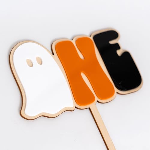 Halloween First Birthday Cake Topper - Spooky One Pumpkin Gold Glitter Decoration