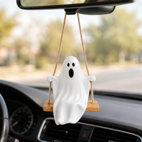 Halloween Ghost Car Ornament - Swinging Resin Hanging Decoration - Style 2
