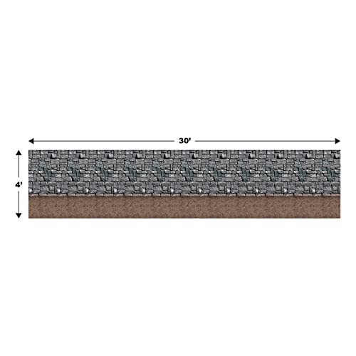 Medieval Stone & Dirt Floor Wall Backdrops - 2 Pack, 4ft x 30ft Each, Easy Wall Coverings for Party Decor