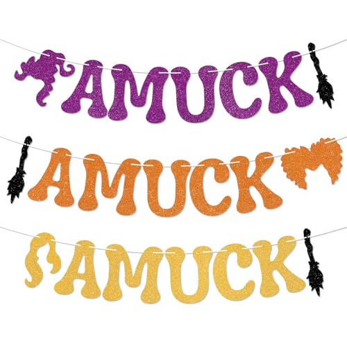 Halloween Banner - Glitter Amuck Amuck Amuck Party Decor, Witch Theme