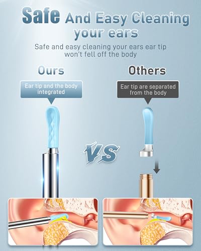 Deep Blue Ear Wax Removal Kit with Camera and Light - 1080P, Includes 6 Soft Spoons