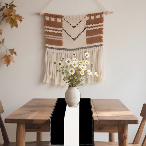 Black and White Halloween Table Runner 13 x 72 Inch Linen Cotton Decor