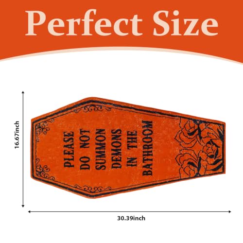 Halloween Bathroom Rug Black Coffin Bath Mat with Variation Orange Coffin Non-Slip Home Decor