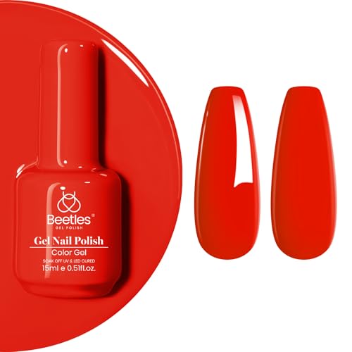Beetles Red Gel Nail Polish 15ML - Creme Red Soak Off UV for Fall Nail Art DIY (Variation: C - Creme Red | Red)