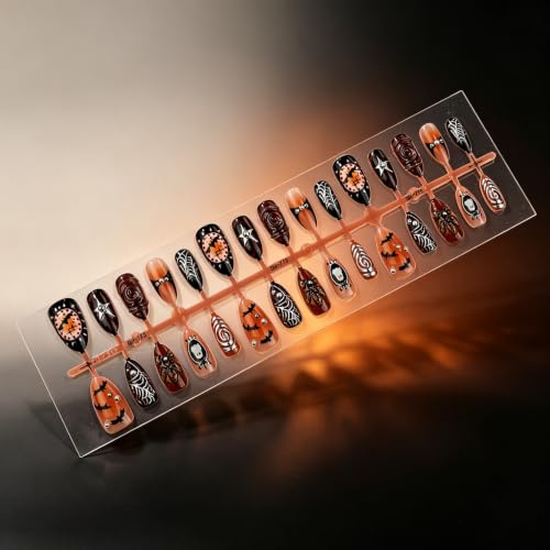 Halloween Fake Nails Set - Medium Almond Press On Nails with Multicolor Variation 52