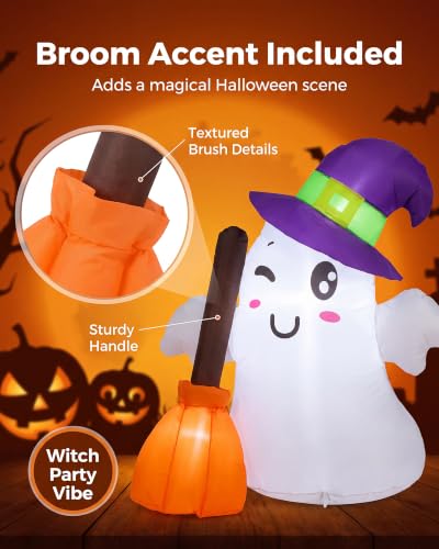 4 Ft Halloween Inflatable Ghost Outdoor Decoration with LED Lights