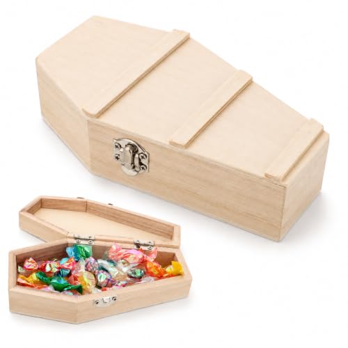 Halloween Coffin Gift Box - Small Wooden Decor for Candy Treats & Themed Events