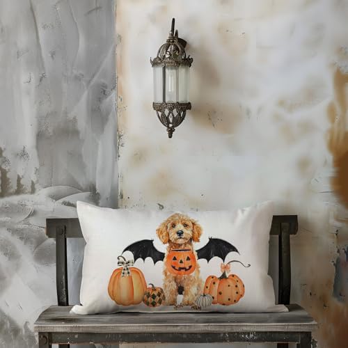 Halloween Pillow Covers 12x20 Inch Dog Pillow Cover - Golden Doodle Halloween Sofa Bed Decor